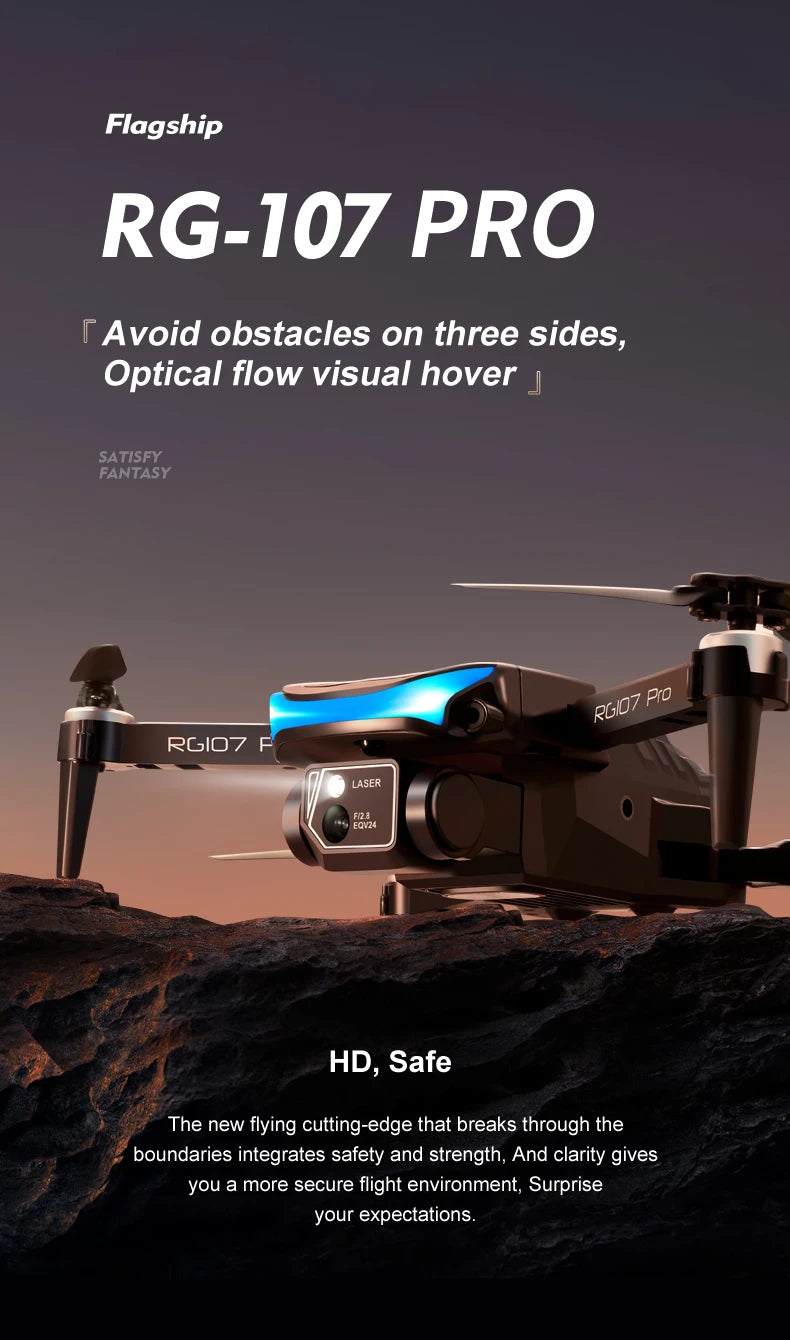 2024 NEW RG107 Drone, RG-107 PRO TAvoid obstacles on three sides, Optical flow visual hover