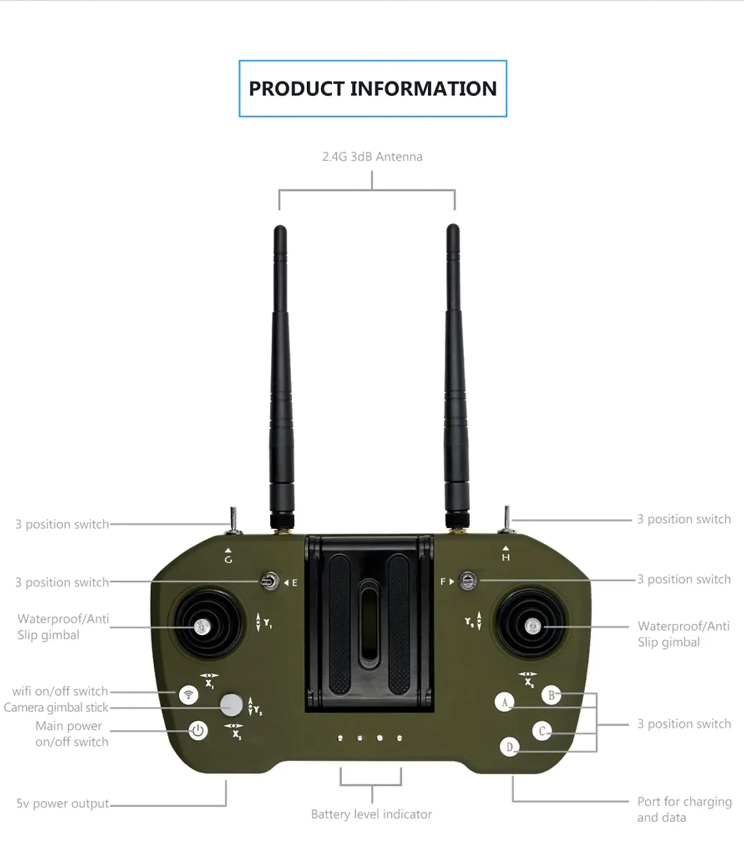 Skydroid M12L, Professional long-range drone radio system with advanced features like waterproofing and antenna.