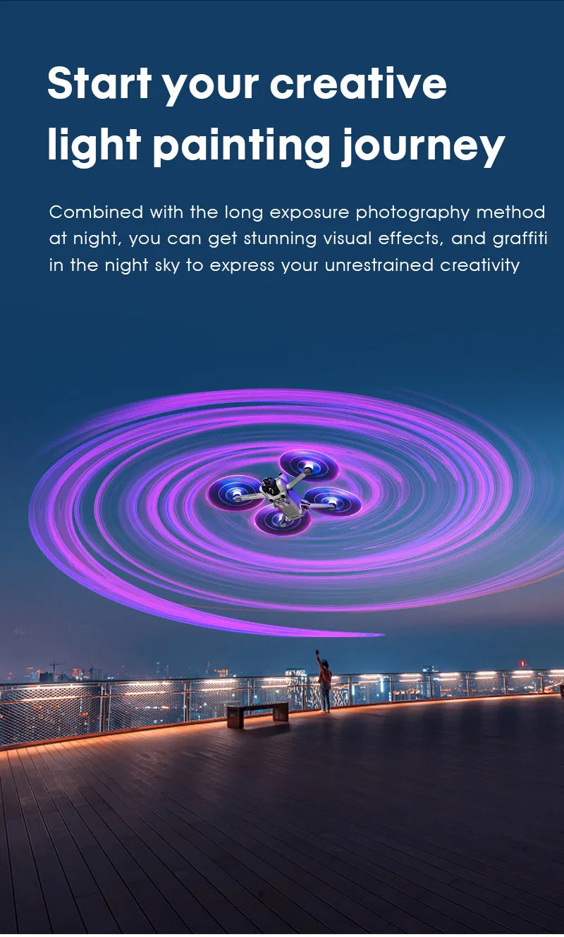 LED Light Flash Propeller - 4pcs Mini 3 Pro Rechargeable Low-Noise Quick-Release Propeller for DJI Mini 4 Pro Drone Quadcopter Accessories 13 LED Light Flash Propeller, start your creative light painting journey . combining the long exposure photography method at night, you