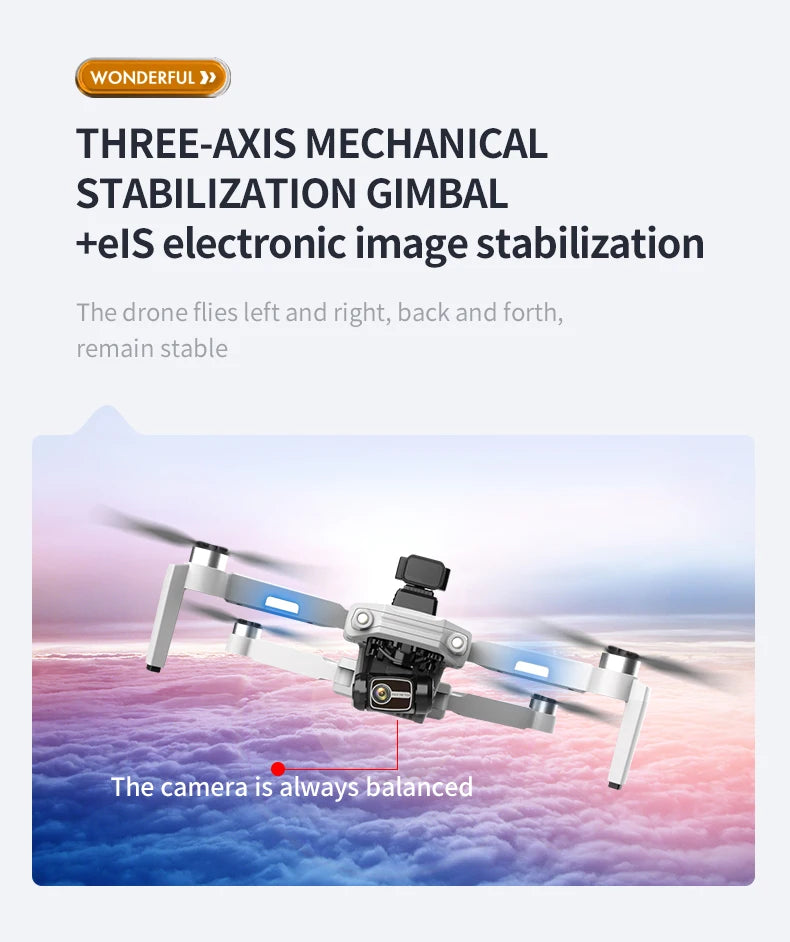 M218 Drone, GIMBAL telS electronic image stabilization The drone flies left and right
