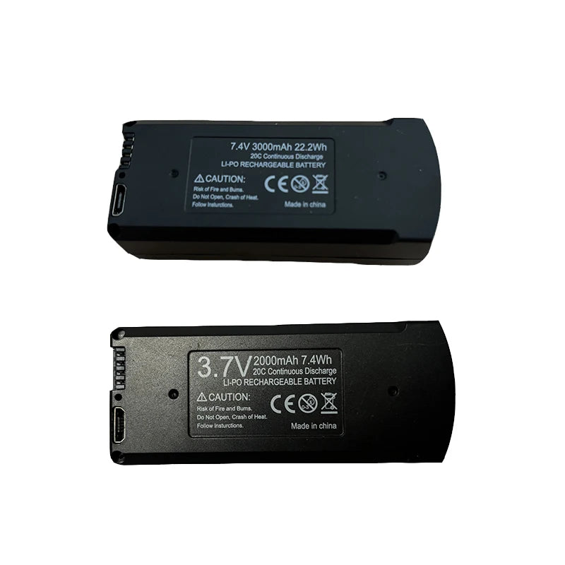 Original V168 drone battery with a capacity of 3000mAh and 7.4V, made in China.