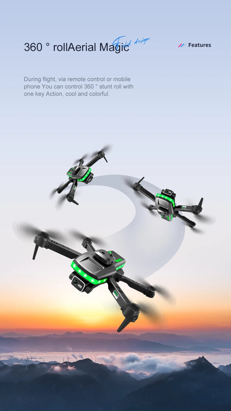 S160 Mini Drone - 4K HD Camera Four-sided Obstacle Avoidance Air Pressure Fixed Height Professional Foldable Quadcopter Toys 32 S160 Mini Drone, desigr 360 rollaerial magic features during flight .