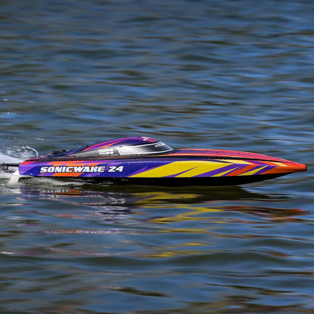 Sonicwake 24 RC Boat RTR Brushless Deep‑V, Self‑Righting, 3S 3200mAh 30C Battery & Charger, Spektrum SLT2, PRB‑1992T1/T2