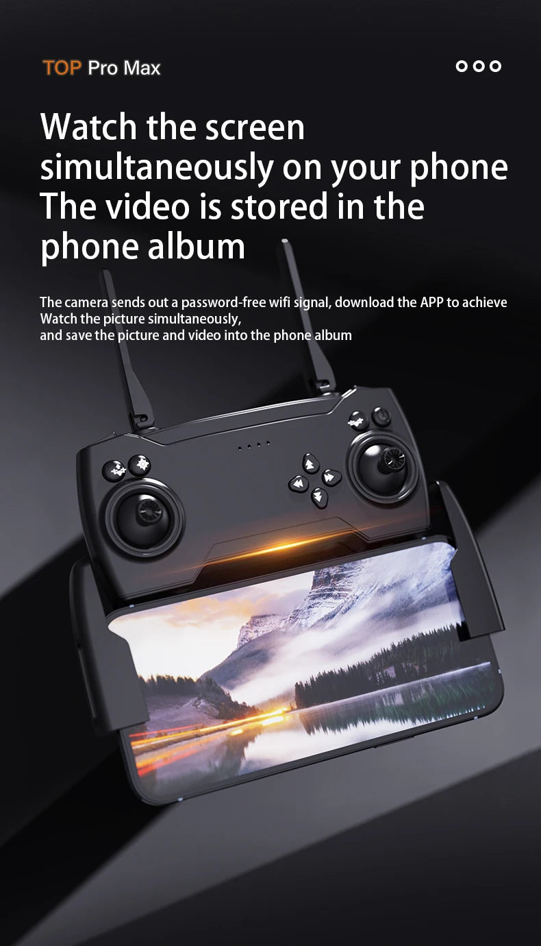 P18 Drone, the camera sends out a password-free wifi signal, download the APP to achieve