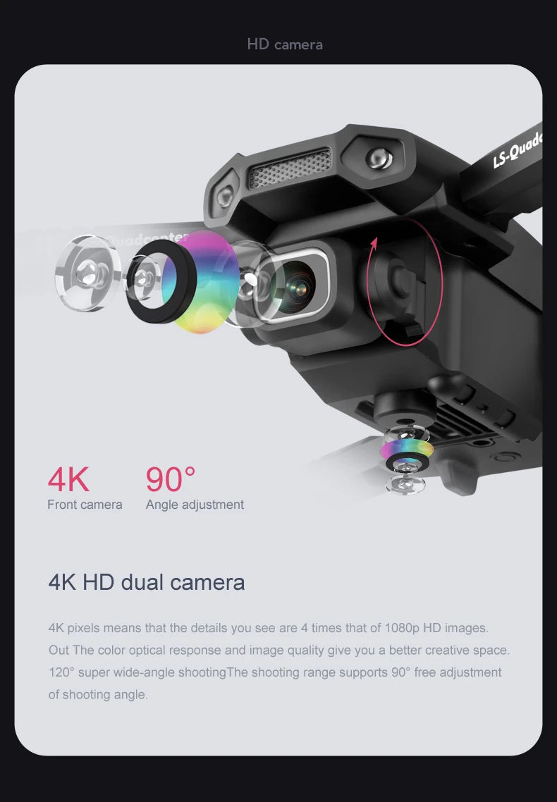 KBDFA XT6 Mini Drone, 4k hd dual camera 4k pixels means that the details