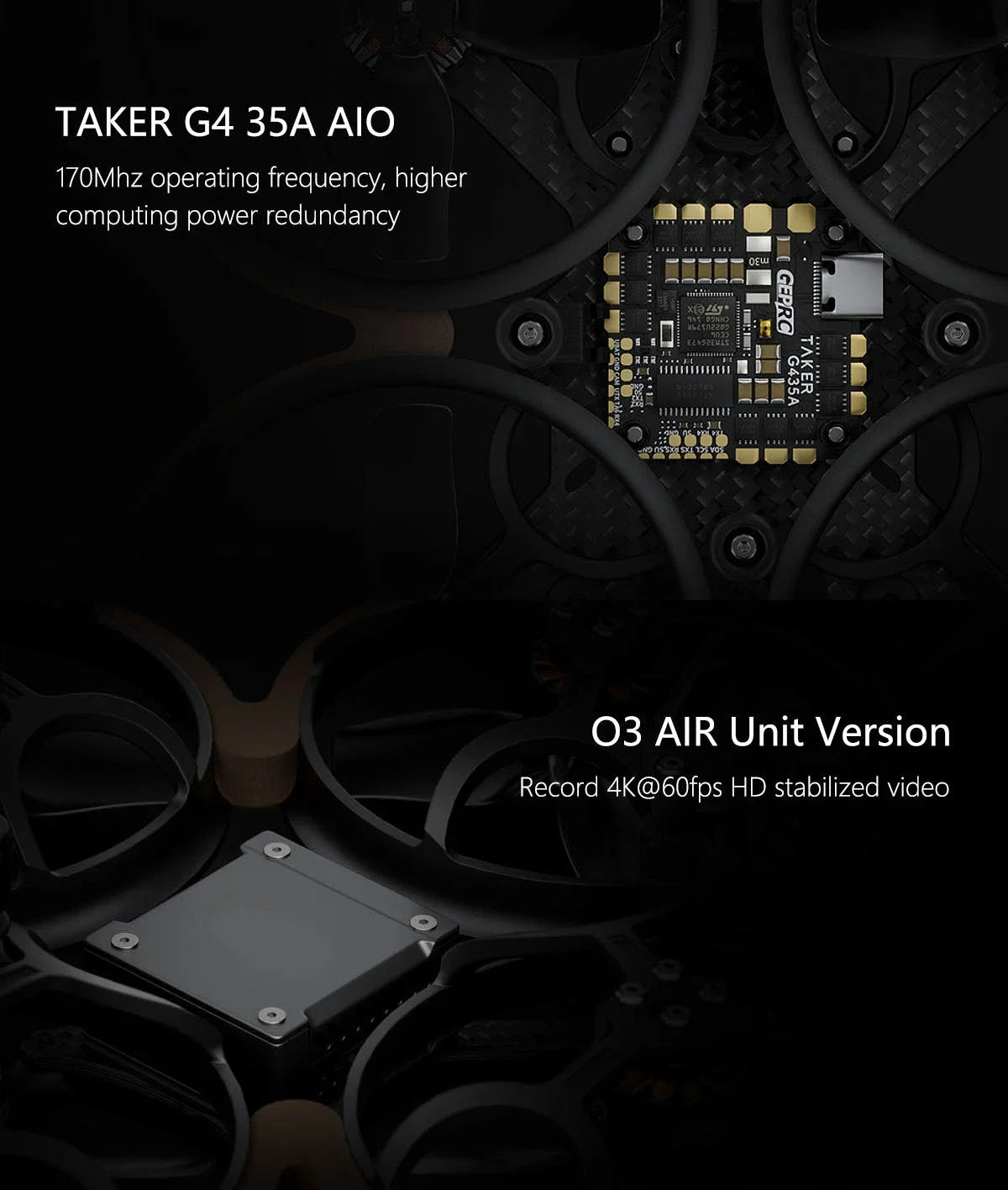 GEPRC Cinelog25 V2 HD Wasp FPV, TAKER G4 35A AIO 17OMhz operating frequency, higher computing power