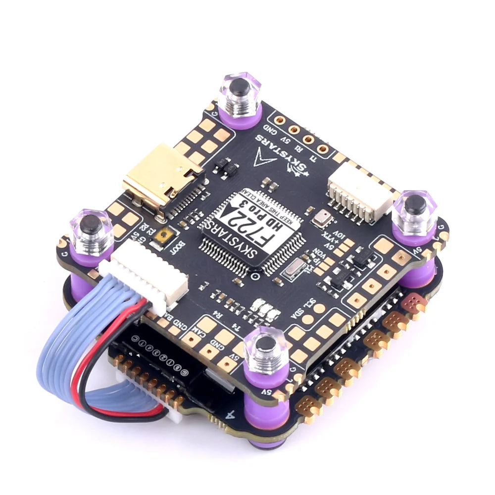 Skystars F7 F722HD PRO3 Flight Controller Stack - OSD KO45/KO60 45A/60A 128K Blheli_32 3-6S ESC Stack 30.5mm FPV Racing Drone Quadcopt 10 Skystars F7 F722HD PRO3 Flight Controller Stack, 8x Silicon grommets M4 to M3 2x JST-SH1.0