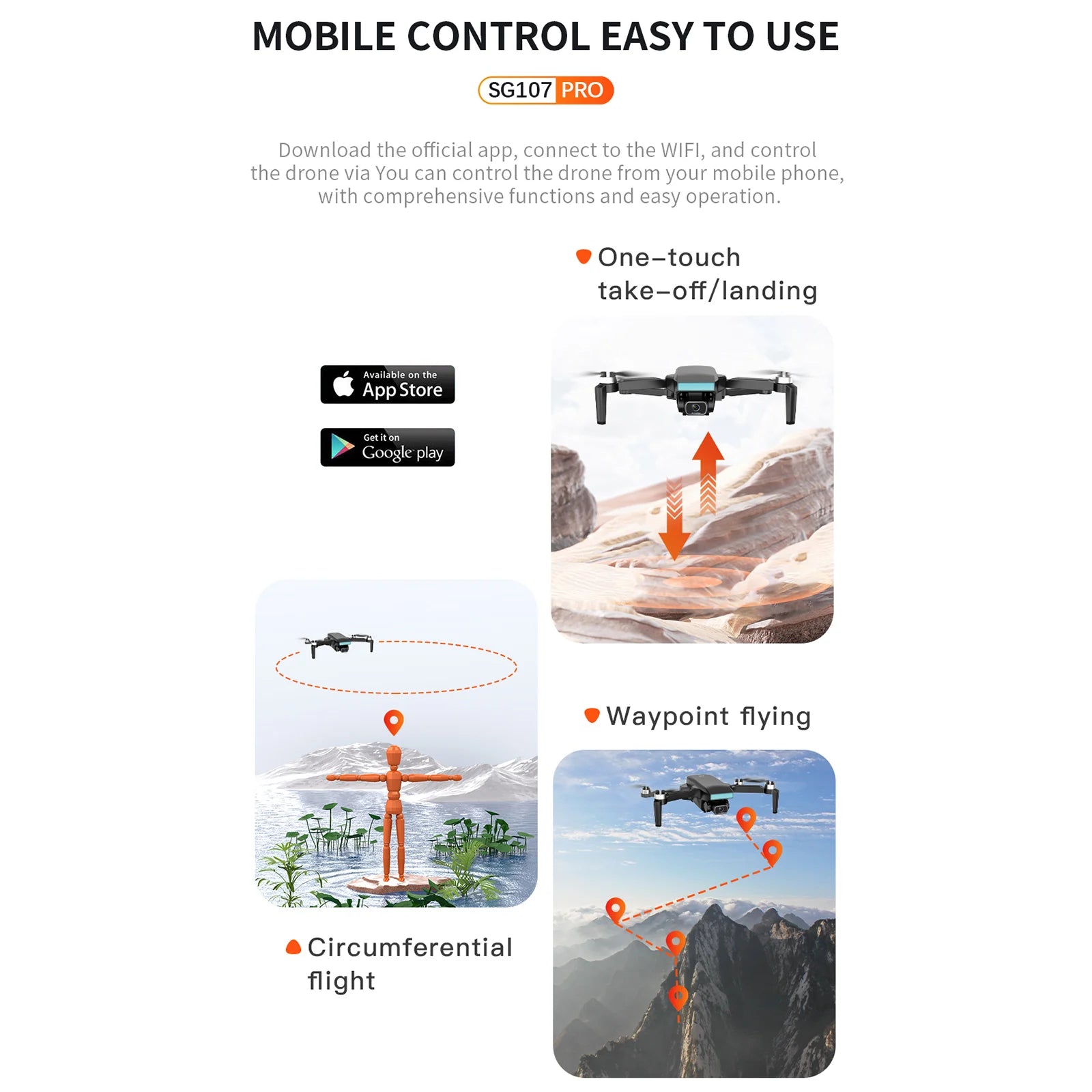 ZLL SG107 Pro Drone - GPS 4K HD Dual Camera FPV Brushless Motor RC Quadcopters 1200m Remote Control Distance for Boys Adults 23 ZLL SG107 Pro Drone, SG107 PRO is an easy-to-use drone control app