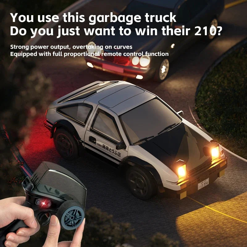 JIKEFUN AE86 1/64 RC Drift Car, AE86 RC Drift Car with LED Lights and Remote Control