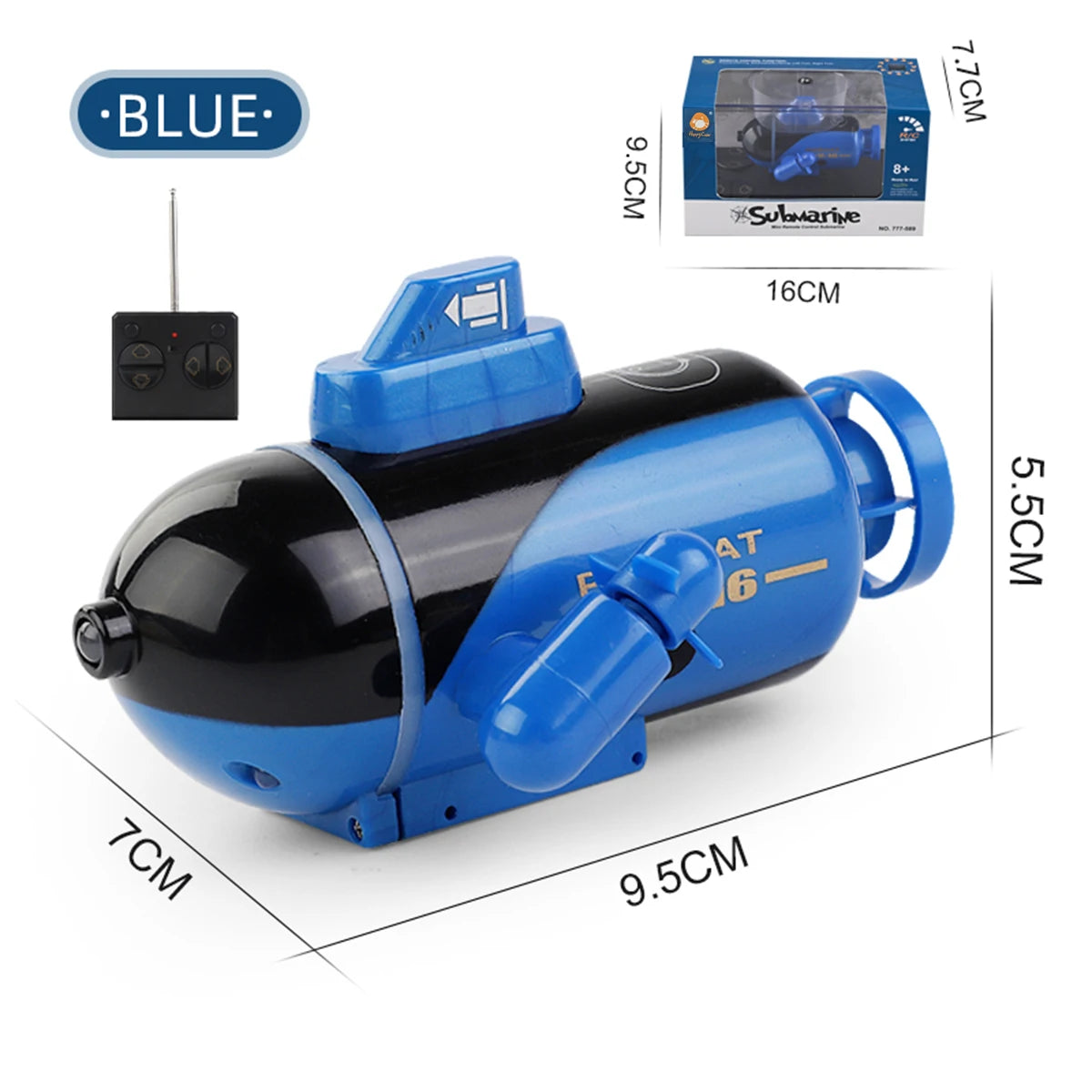 NEUSNEY Mini RC Submarine Toy RC Boat with Remote Control, Twin Propellers, USB Rechargeable Lithium Battery, Simulation Models