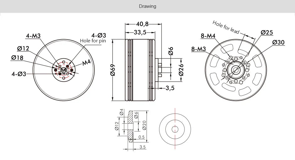 T-MOTOR Fational P60 KV170 KV340 Brushless Motor With Pin Powerful Efficient for Agriculture Multicopter UAV Industry Drones 17 T-MOTOR Fational P60 KV170 KV340 Brushless Motor