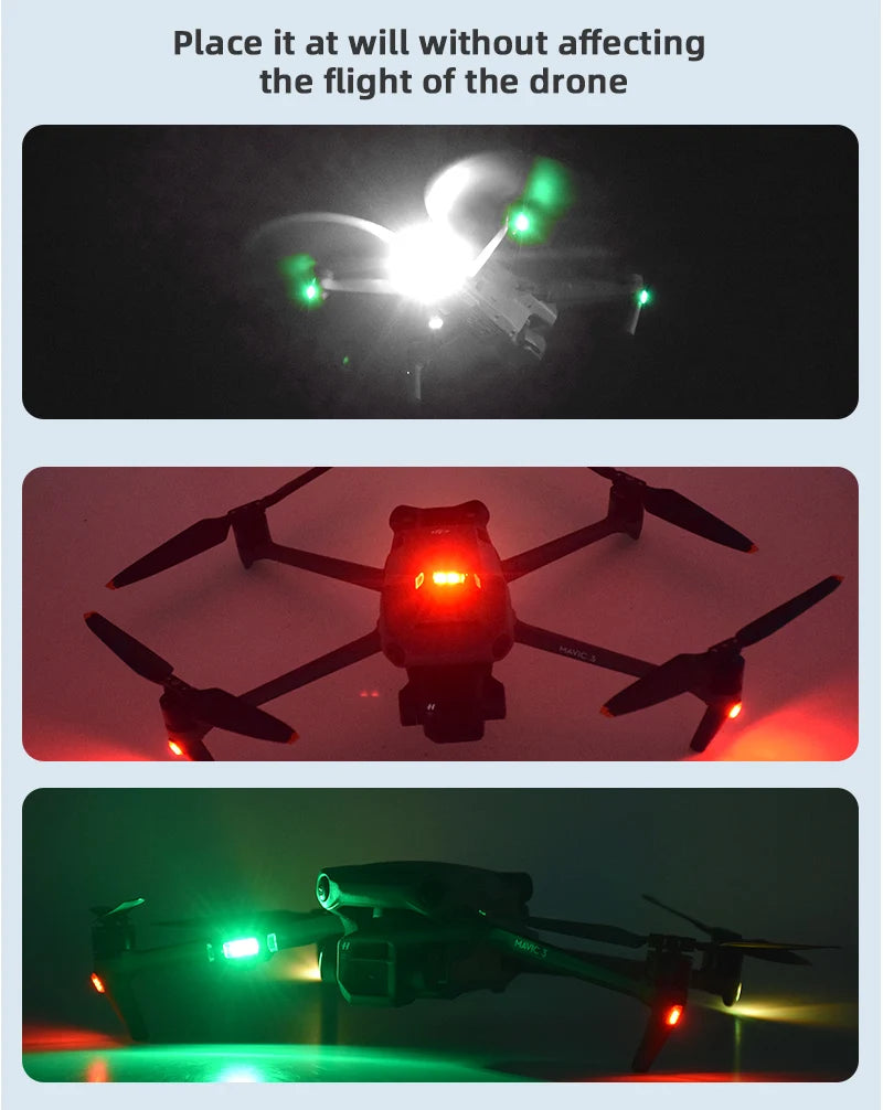 Universal Drone Strobe Lights LED Lamp for DJI Mavic 3/2/MINI 3 Pro/Air2/2S/MINI 2/SE Signal Indicator Turn Lights Strobe Light 21 Place it at will without affecting the flight of the