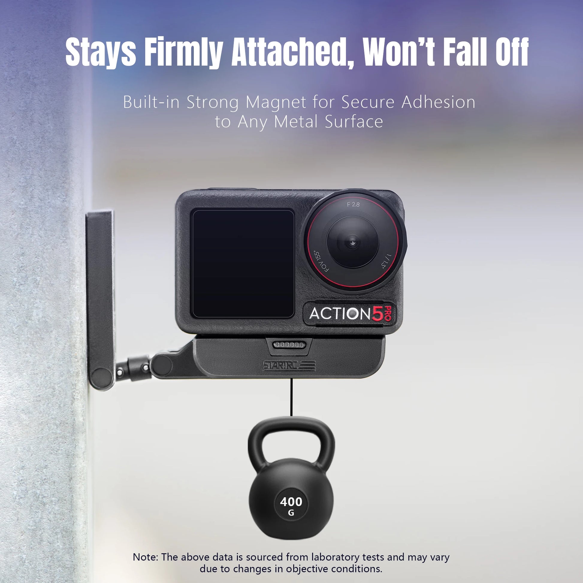Strong magnetic mount with 400g capacity; quick-release, 360° rotation; fits DJI Action 3/4/5 Pro & Osmo 360; ideal for metal surfaces.