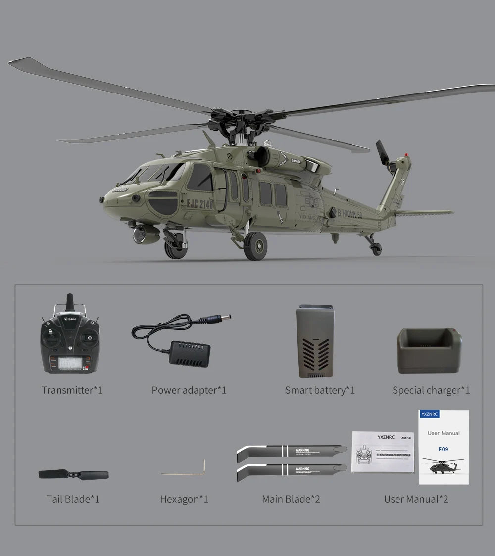 F09 6-Axis RC Helicopter, YXZNRC Wacanig FO9 Wcang Tail Blade*1 He