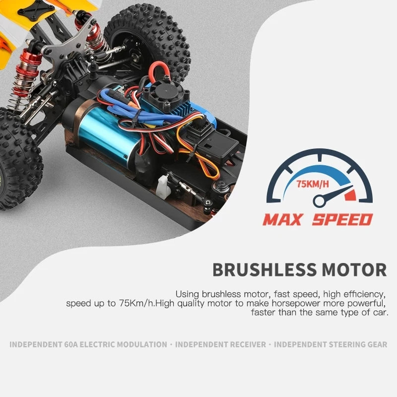 WLtoys 144016 Rc Bil 1/14 Offroad 4WD Driftingbil, 35KM/H Borstad Racing Buggy, 2.4G Fjärrkontroll, 7.4V 1500mAh, Klar att köra