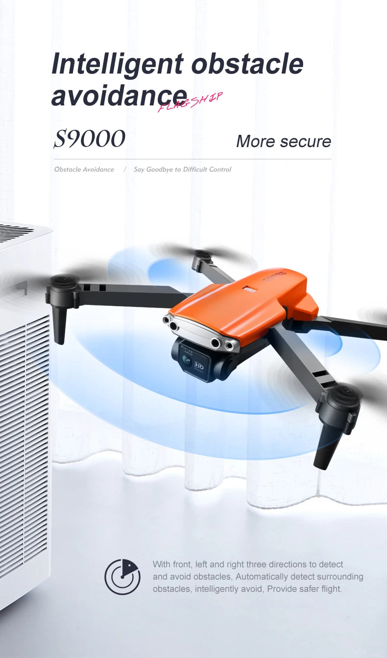 S9000 Drone - Aerial Photography 4K HD Obstacle Avoidance Dron with Camera Optical Flow Positioning Folding Guadcopter Mini Drones 18 S9000 Drone, intelligent obstacle avoidance ar s9000 more secure . three