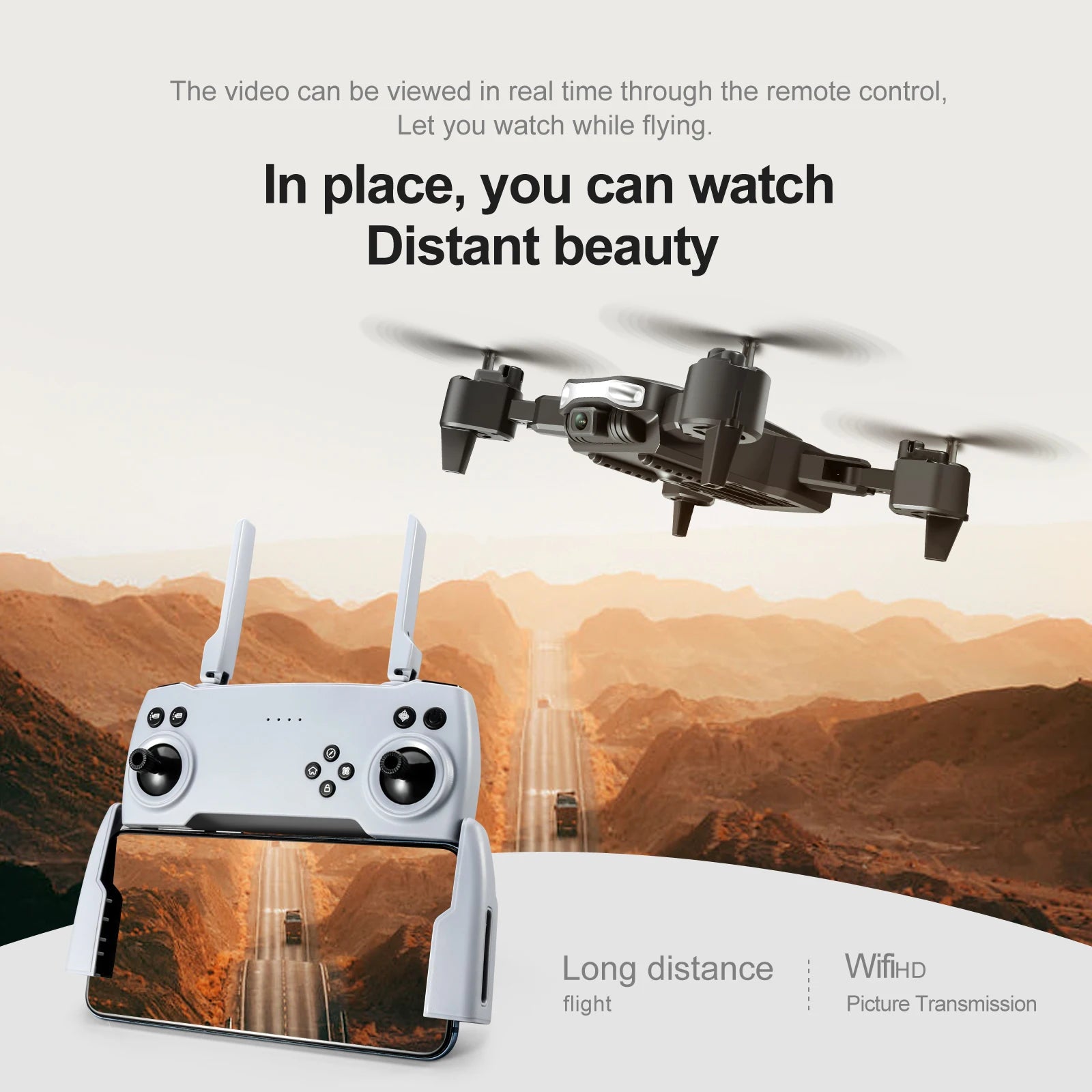 S90 Mini Drone, video can be viewed in real time through the remote control .