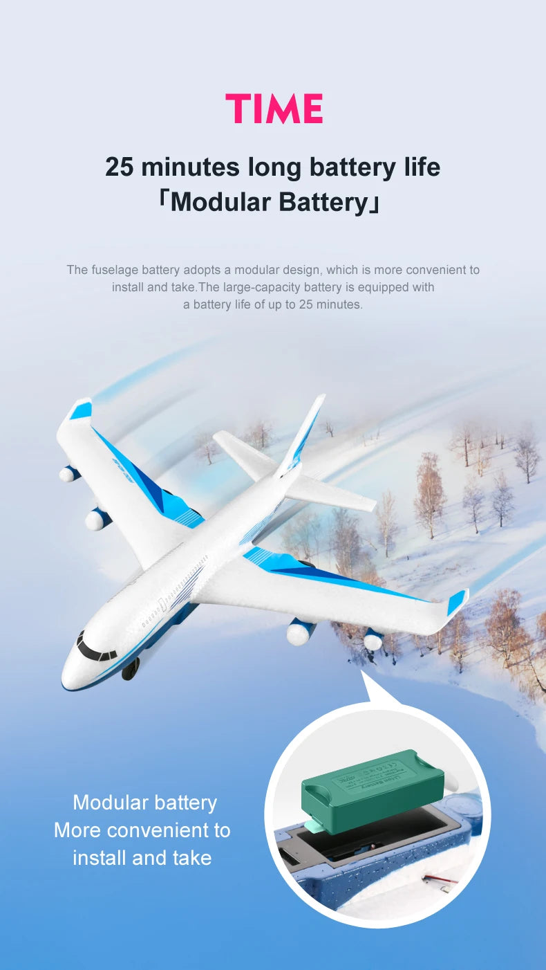 G2 RC airliner Glider, the large-capacity battery is equipped with life of up to 25 minutes . the