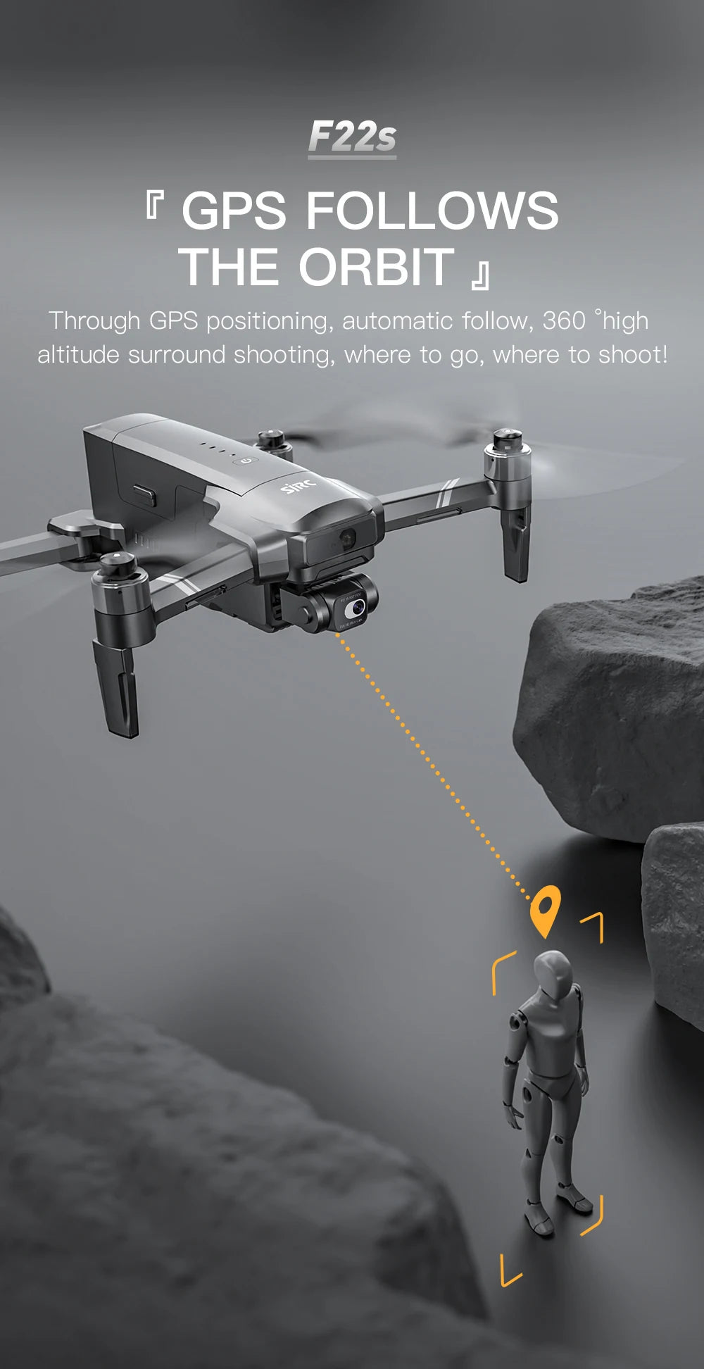 SJRC F22S 4K HD PRO Drone, GPS positioning; automatic follow; 360 %high altitude surround shooting; where to go;