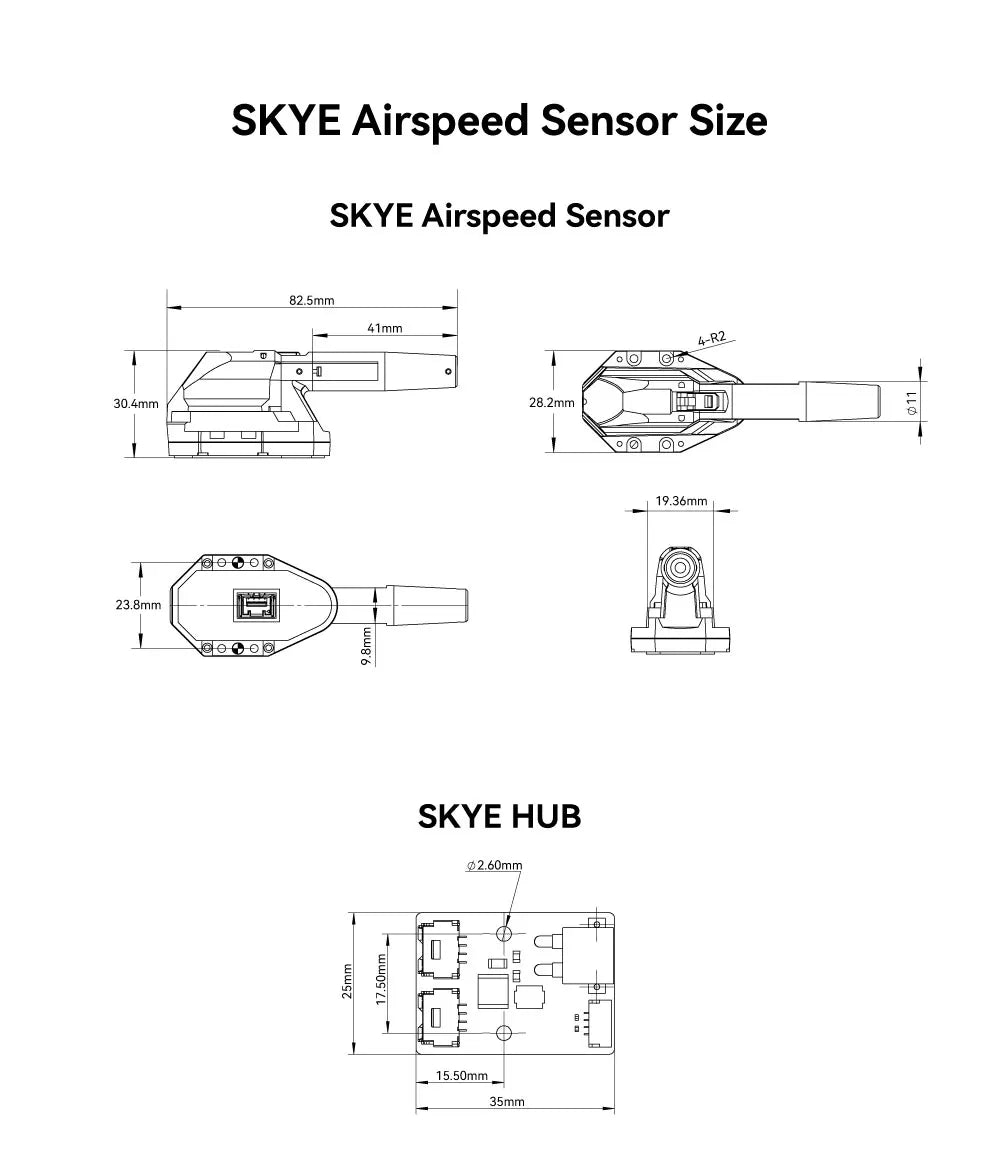 CUAV MS5525 SKYE Airspeed Sensor, SKYE Airspeed Sensor 5mm 41mm 30.4mm 28.Zmm 19.