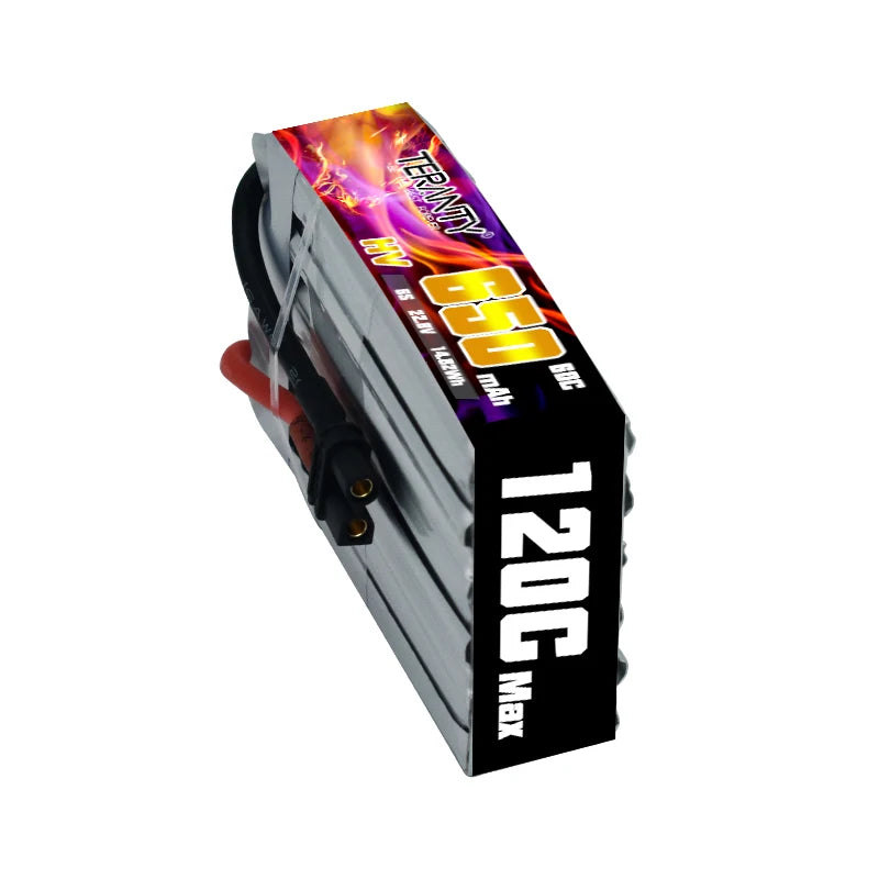 Lithium-ion battery for airplanes and remote control toys, featuring 22.8V and 650mAh capacity.