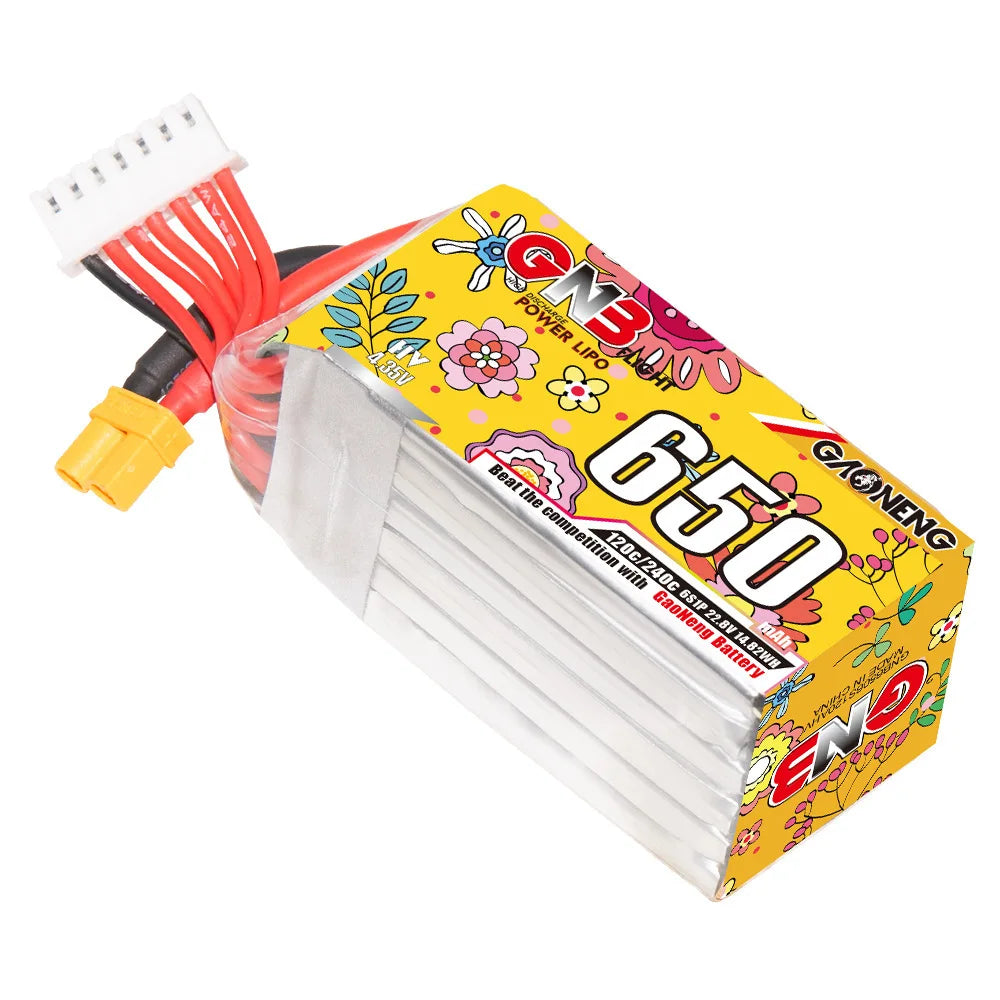 Batterie Lipo GaoNeng GNB 6S HV 22.8V 650mAh 120c/240c pour Drone FPV