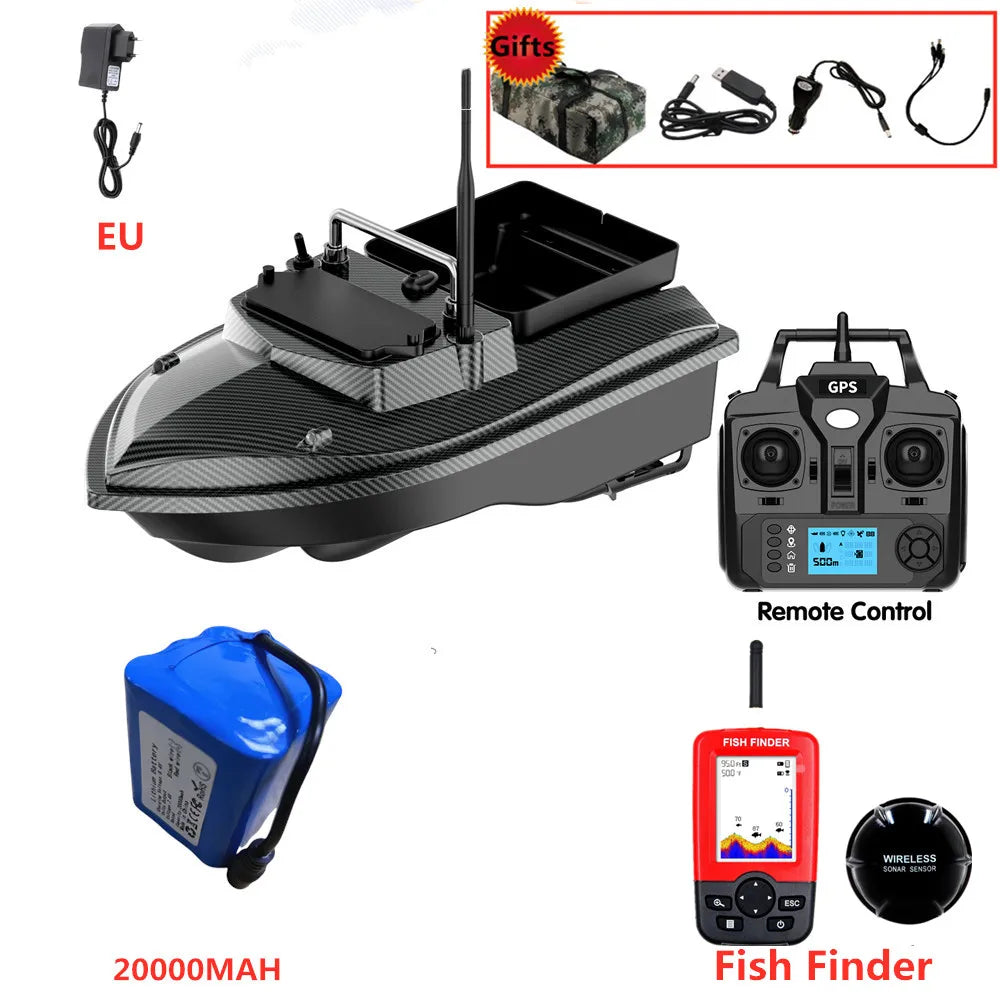 Tccicadas V060 GPS Fishing Bait Boat, GPS Fishing Boat with Remote, Fish Finder, Battery, and Accessories