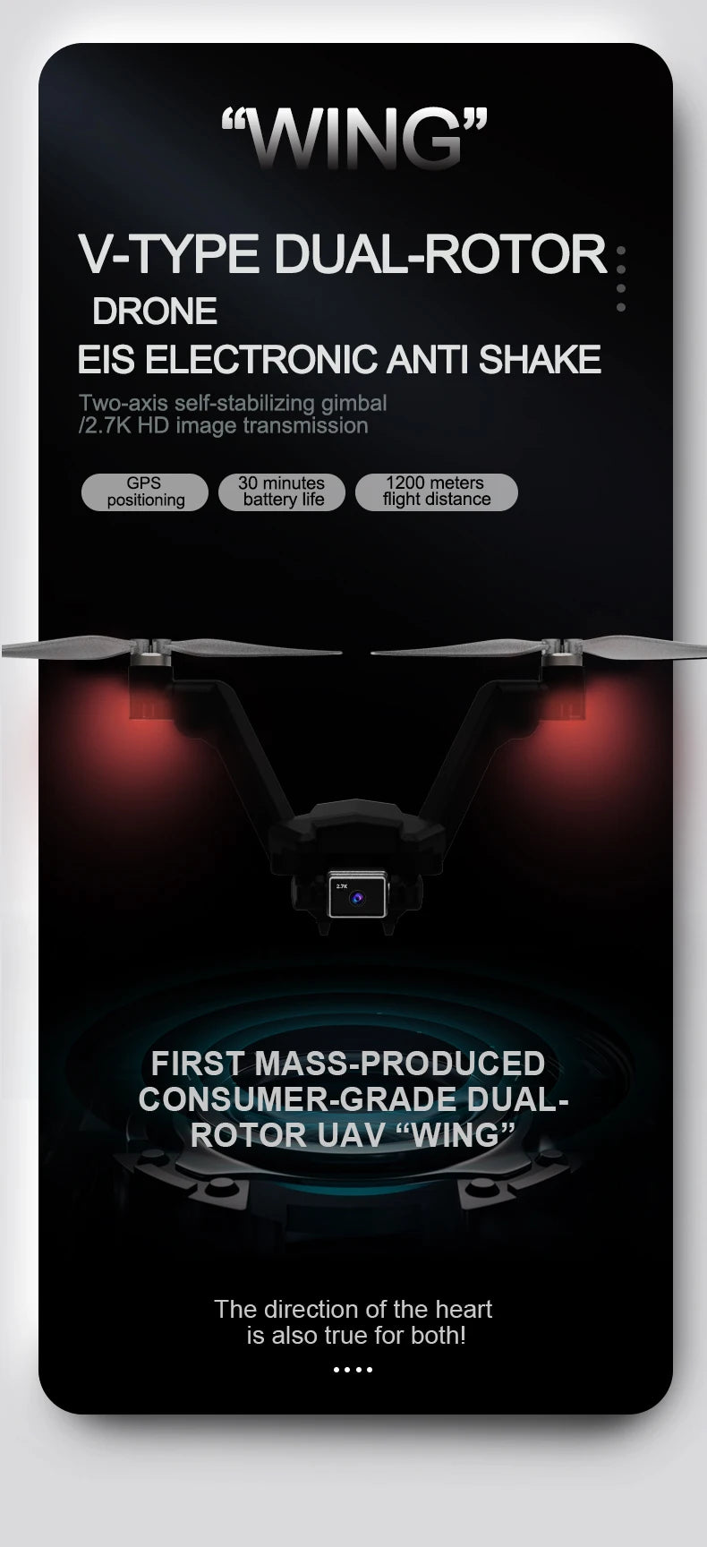 New L100 GPS V-type Drone, DRONE EIS ELECTRONIC ANTI SHAKE Two-axis