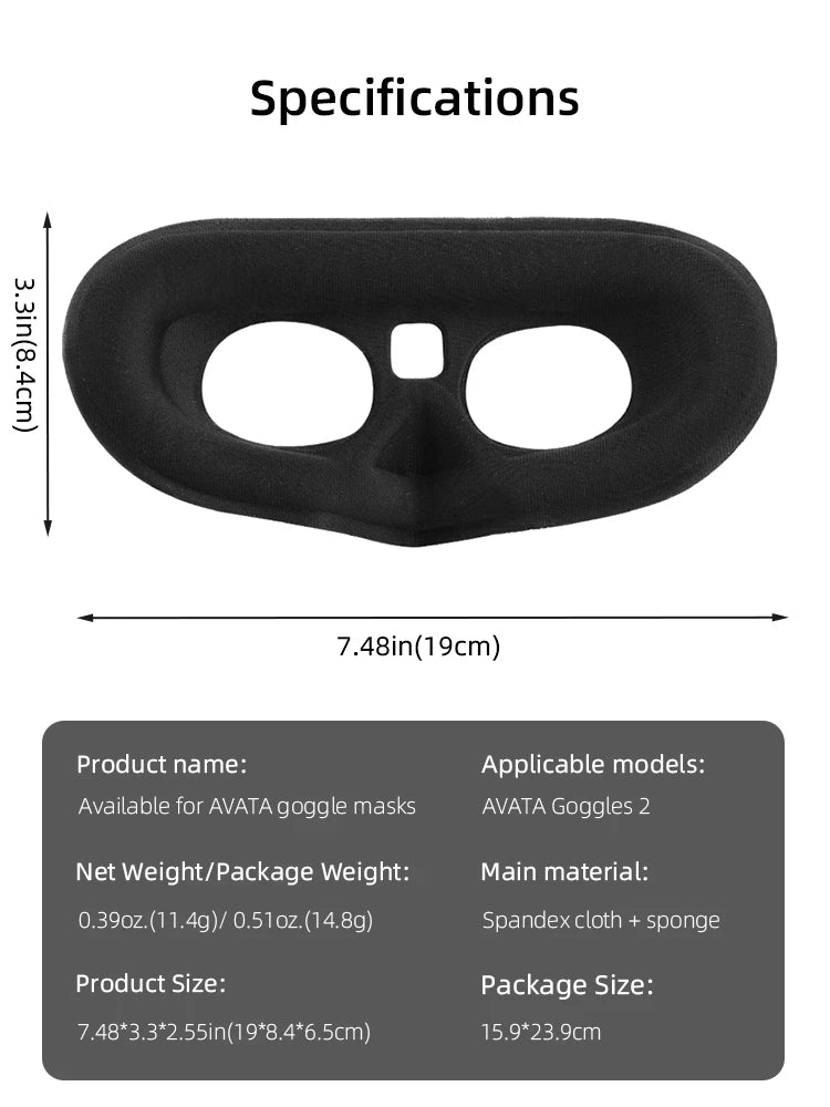Comfortable Sponge Mask for DJI  AVATA Goggles 2, AVATA goggle masks are available in a variety of sizes and shapes 