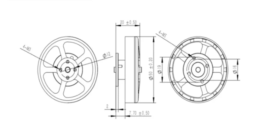 5010 360KV / 750KV High Torque Brushless Motors For ZD850 ZD550 ZD680 S550 MultiCopter / QuadCopter / Multi-axis Aircraft 12 features: 1.Machined aluminum front housing with four fan-style cooling holes that pump