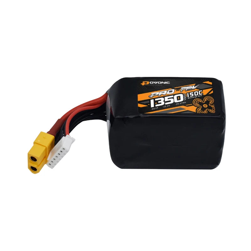 Ovonic 6S 22.2V 1350mAh 150C LiPo Battery, Teranty Ovonic 6S LiPo battery specifications for helicopters and remote control toys.