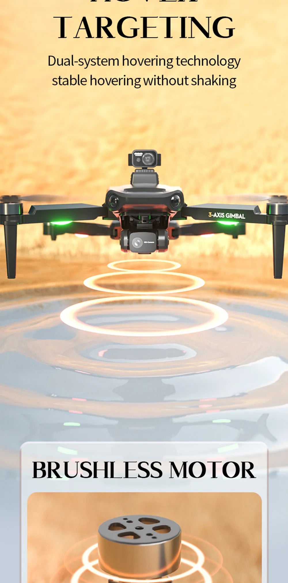 X38 PRO Drone, TARGETING Dual-system hovering technology stable hoveringwithout shaking 3-AXIS