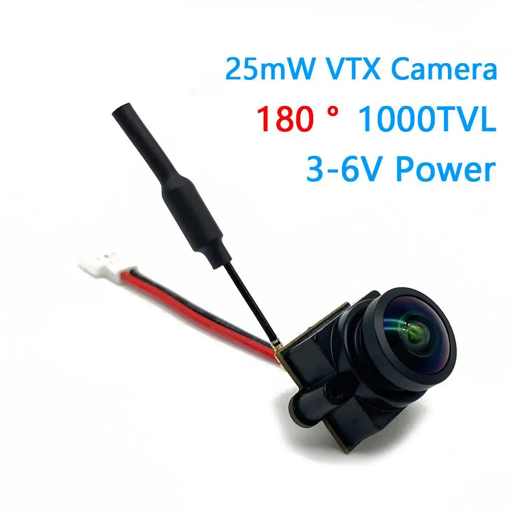 RXCRC 5.8G FPV 48CH 25mW Transmitter VTX-CAM with 1000TVL 180 degree AIO Camera for RC indoor FPV Racing Drone Parts 9 25mw VTX Camera 0 180 1OOOTVL 3-6V