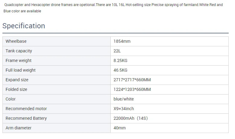 EFT E620P 20L Agriculture Drone - 6-Axis Agri Drone Frame 20L Water Tank Spray and 8L Spreader Hobbywing X9, JIYI K++ V2, Skydroid H12, Tattu Pro 22000mAh Battery 21 EFT E620P 20L Agriculture Drone, quadcopter and Hexacopter drone frames are opetional There are
