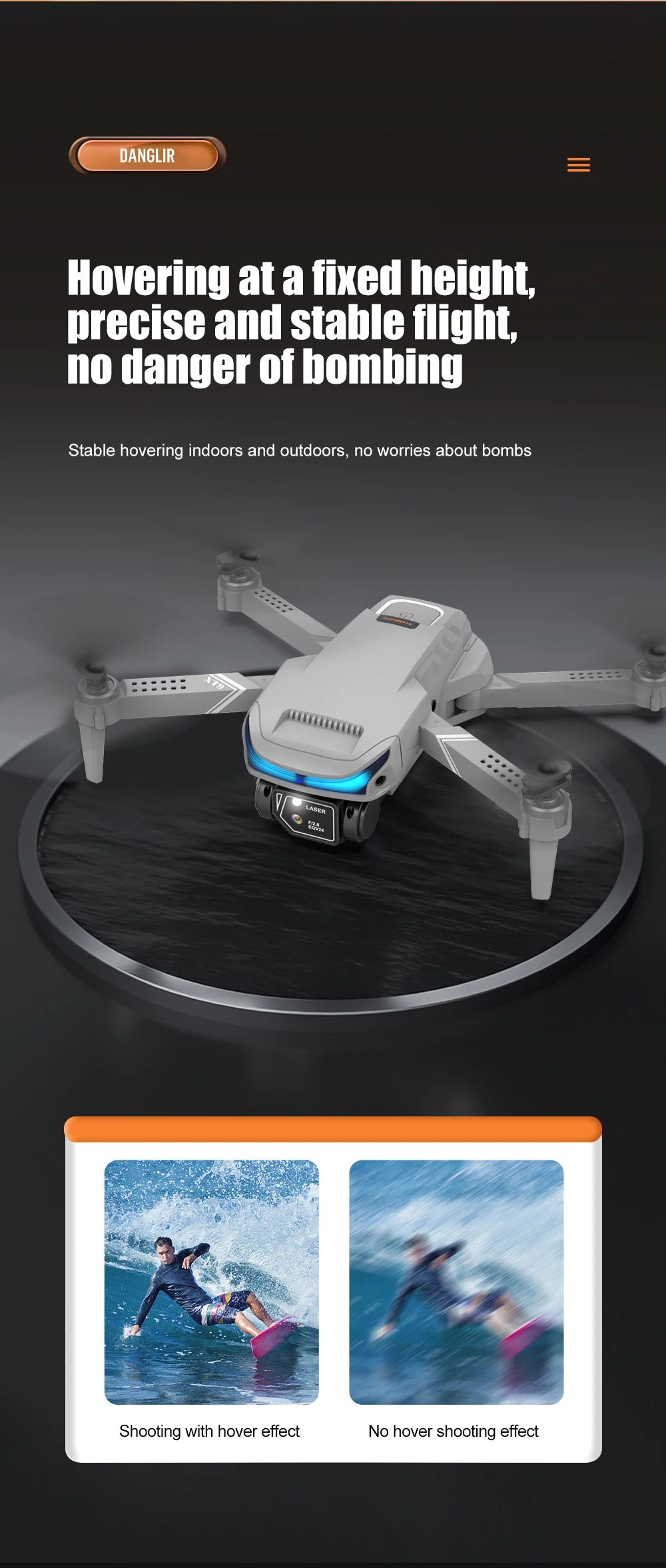 XT9 Mini Drone, danglir hovering at a fixed height precise and stable