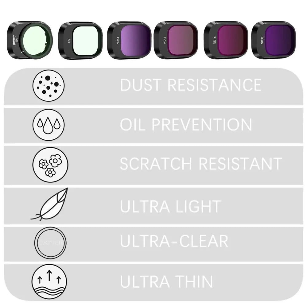 Aluminum Alloy Filter Set for DJI Mini 4 Pro Filter Camera - Optical Glass ND8/16/32/64 CPL Polarizer Nd Filters Accessoires 7 38 OO DUST RESISTANCE OIL PREVENTION SCRATCH RES