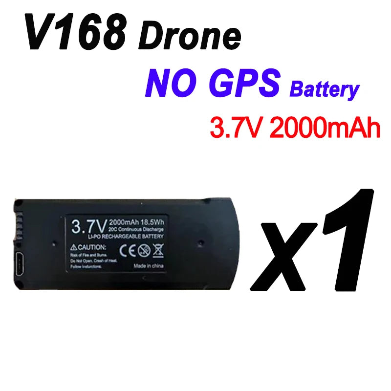 Original V168 Drone Battery, Original drone battery for V168 Pro Max, 7.4V, 3000mAh capacity.