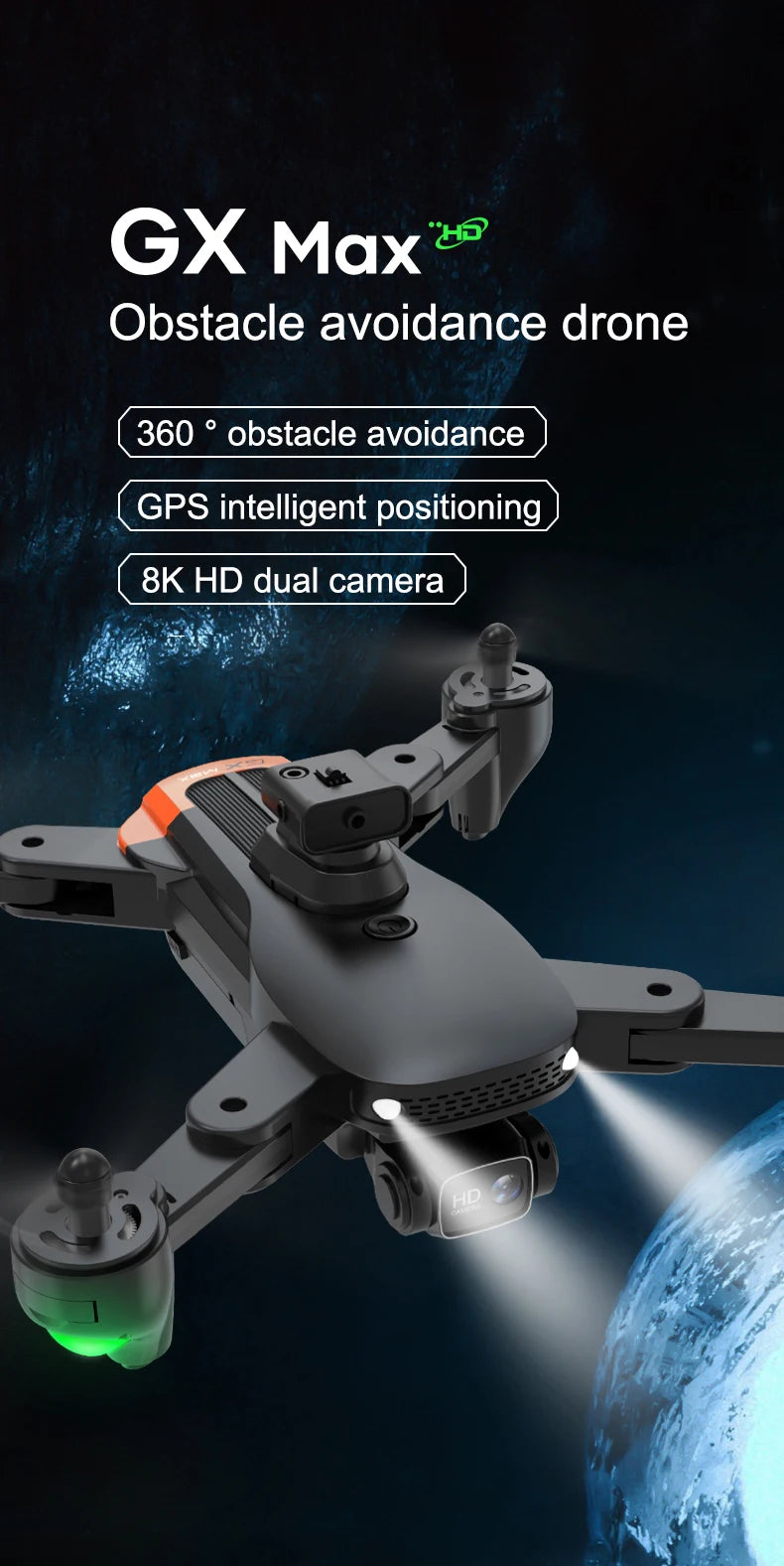 GD94 MAX Drone, H5 GX Max Obstacle avoidance drone 360 obstacle avoidance GPS intelligent positioning 8