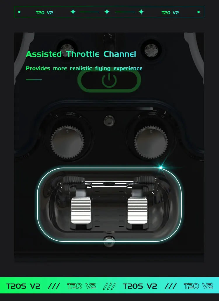 Jumper T20S T20 V2 - 2.4G 915MHz 1W RDC90 HALL VS-M Full Size Radio Remote Control Edgetx ELRS 16 Jumper T20S T20 V2, Assisted Throttle Channel provides more realistic flying experience Tzos Vz IIl