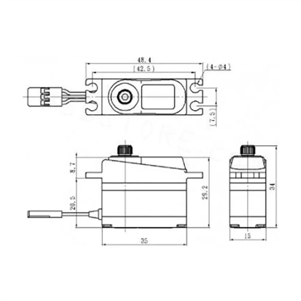 Steel gear train provide durability against heavy use Capable of HV operation Aluminum middle case allows for