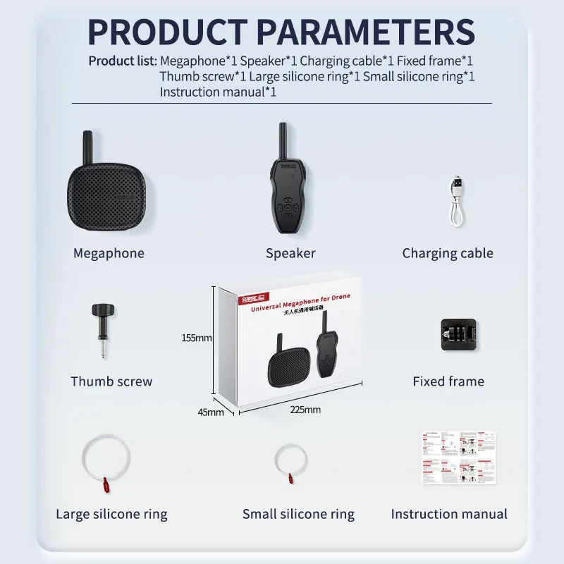 STARTRC Drone Speaker, STARTRC drone speaker megaphone offers 3000m wireless range, 120dB volume, and includes essential accessories. Compatible with various DJI models including Mini 4 Pro, Air 3, and Mavic 3.