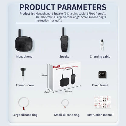 STARTRC Drone Speaker, STARTRC drone speaker megaphone offers 3000m wireless range, 120dB volume, and includes essential accessories. Compatible with various DJI models including Mini 4 Pro, Air 3, and Mavic 3.