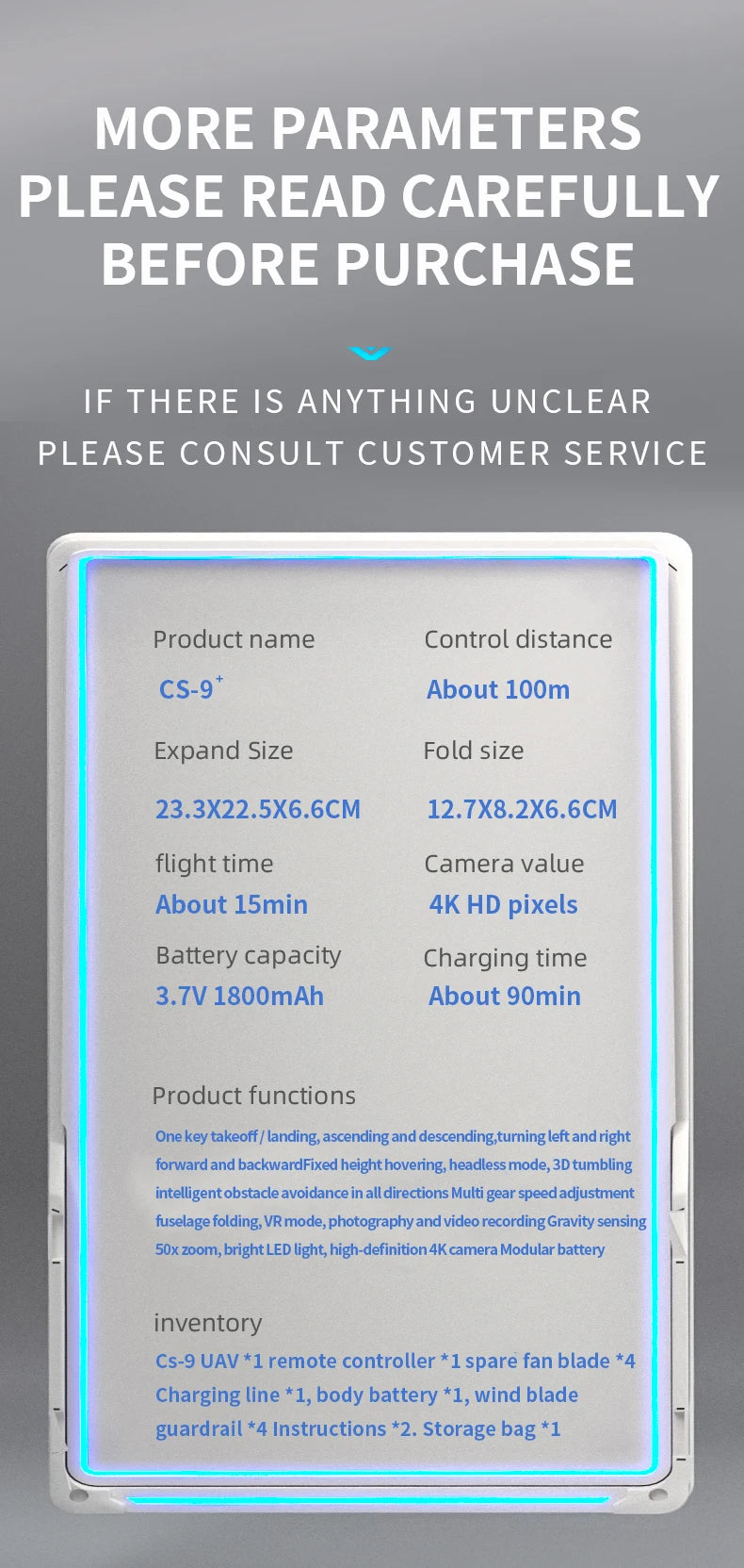 CS9 Drone - 4K Dual Optical Flow Drone WIFI FPV 2.4GHz Height Keeping Obstacle Avoidance Four Axis Foldable RC Quadcopter Aircraft Toy 38 CS9 Drone, with wifi function, it can be connected to applications, ap