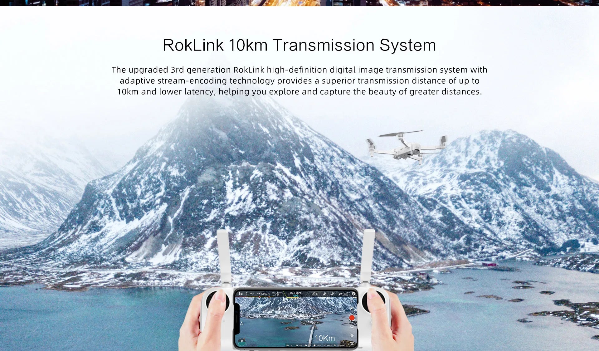 FIMI x8se 2022 V2 Camera Drone, the 3rd generation RokLink high-definition digital image transmission system provides 