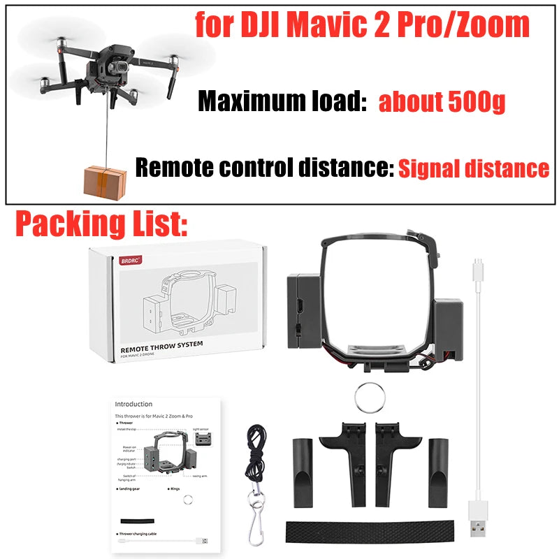 Airdrop System for DJI Mavic 3/3 Classic/2/AIR 2/2S Drone Thrower Fishing Bait Wedding Ring Gift Deliver Life Rescue Kits 28 DJI Mavic 2 Pro/Zoom Maximum Ioad: about 500g Remote