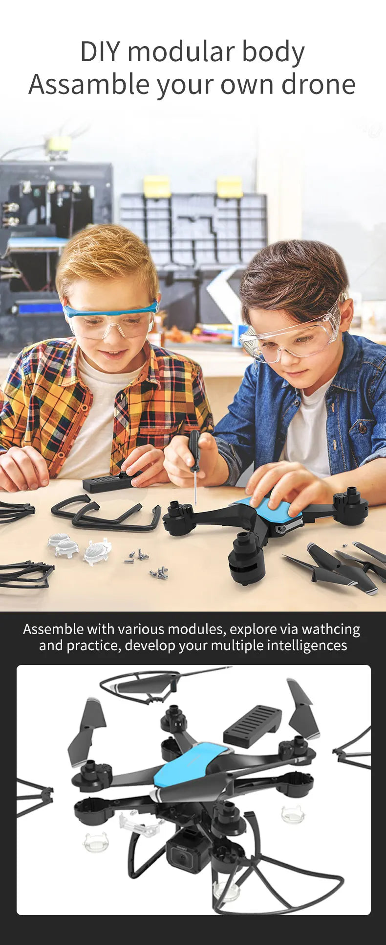 JJRC H108 DIY Assembly RC Drone - 360 Degree Flip Kids Photography Remote Control Aircraft with 4K Dual Camera Quadcopter Toy 20 JJRC H108 DIY Assembly RC Drone, diy modular body assamble your own drone a 7