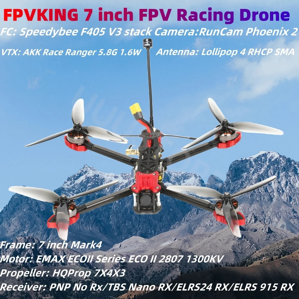 FPV drone features Speedybee F405 V3 FC, RunCam Phoenix 2 SP camera, and 2807 motor with 1300KV rating.