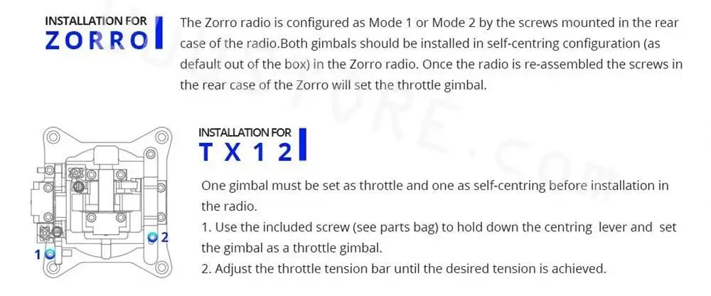 RadioMaster AG01 Gimbal - MINI CNC Hall Gimbal for TX12 / Zorro Radio Transmitter FPV Remote Controller 14 RadioMaster AG01 Gimbal, one gimbal must be set as throttle and one as self-centring before installation