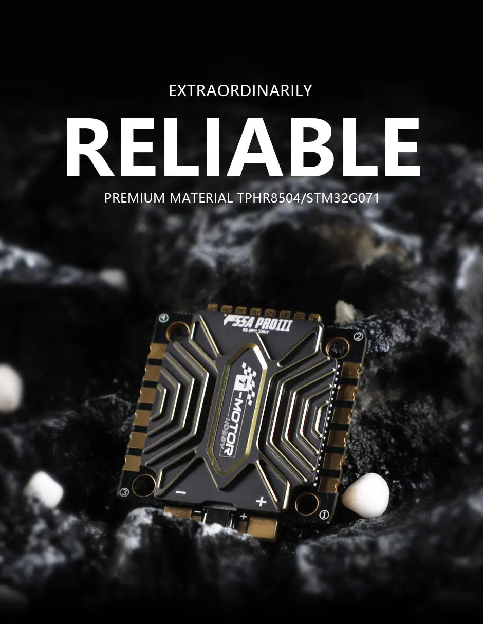 T-MOTOR F55APROIII F55A PROIII 4IN1 ESC, EXTRAORDINARILY RELIABLE PREMIUM MATERIAL TPHR