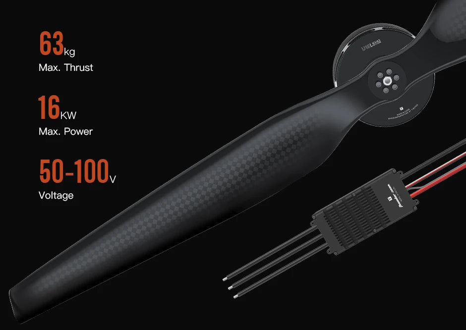 T-MOTOR U15L KV43 Motor - 60KG Thrust 16KW 50V 100V Brushless MotorFor Heavy Lifting Drone 10 T-MOTOR, 63k kg Max. Thrust 16r KW Max. Power 50-100v